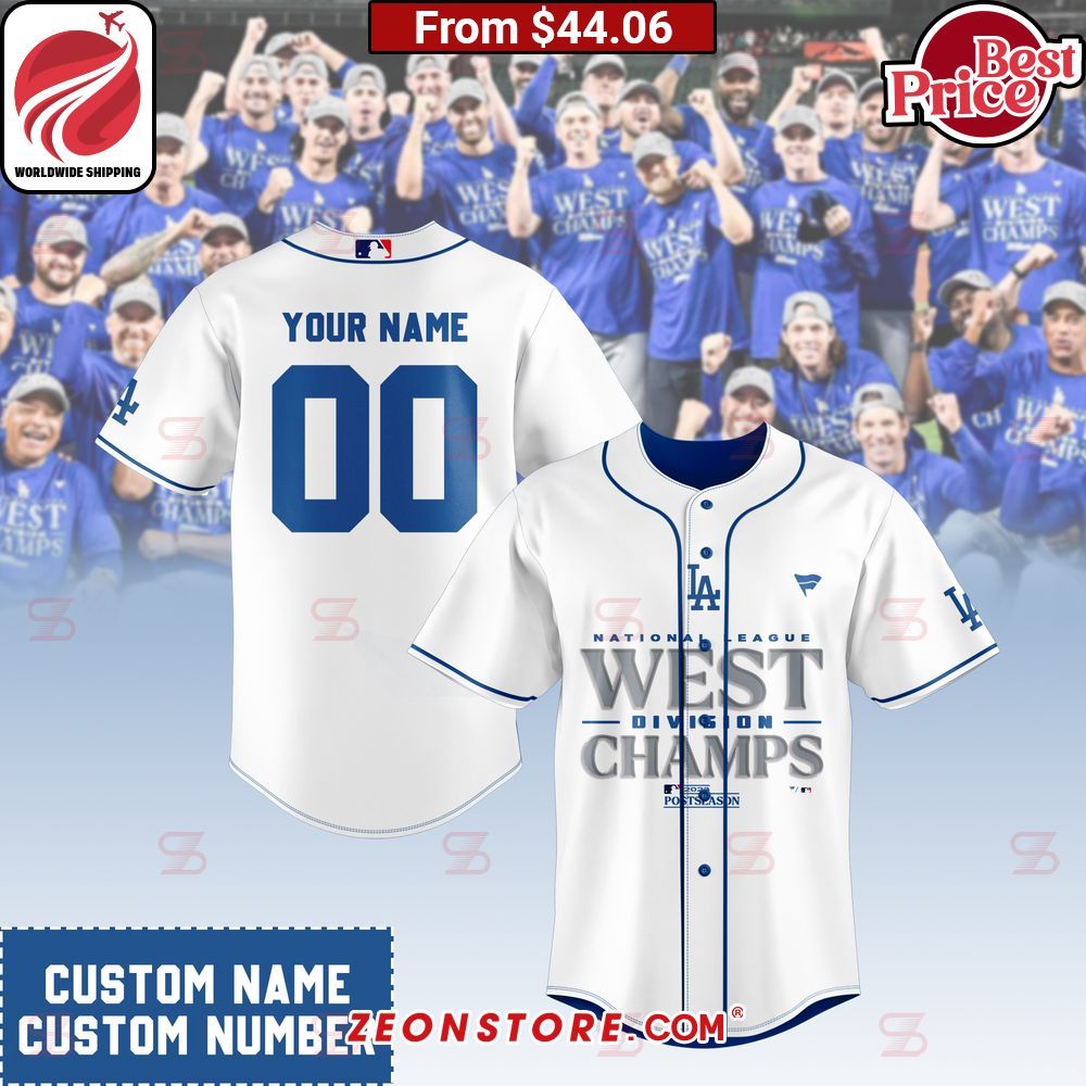 Los Angeles Dodgers National League West Division Champs Custom Baseball Jersey