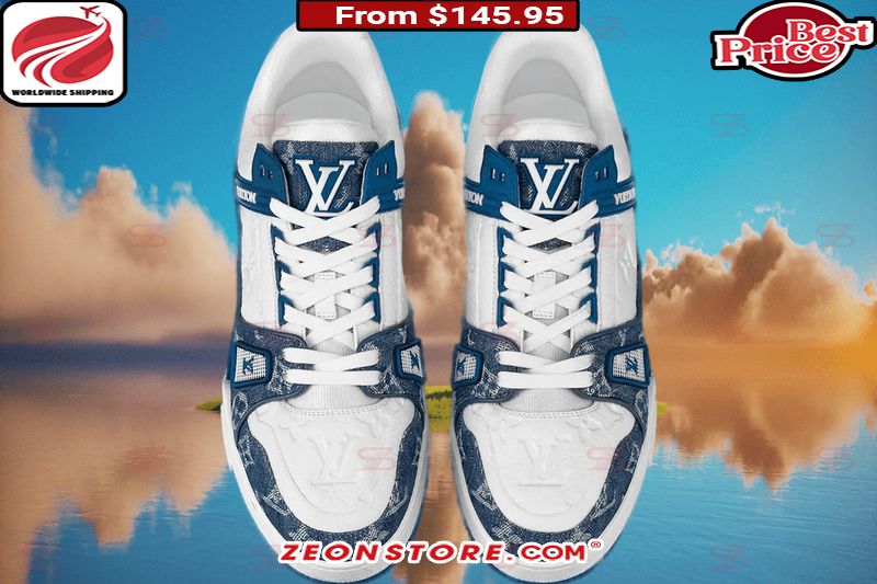 Louis Vuitton Trainer Sneaker Monogram Denim White Blue