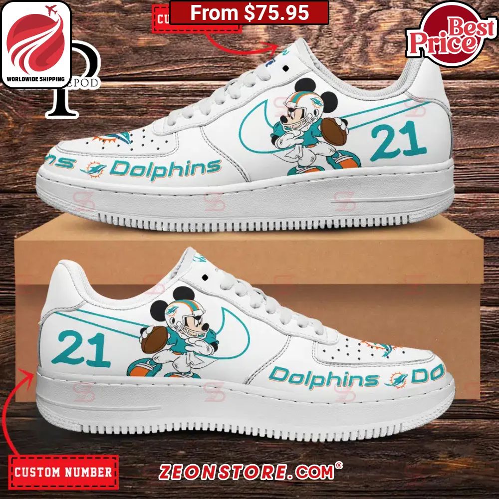 Miami Dolphins NFL Mickey Mouse Custom Nike Air Force 1 Sneaker