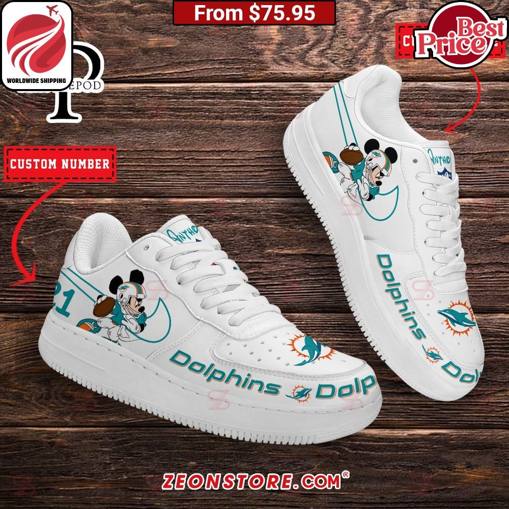 Miami Dolphins NFL Mickey Mouse Custom Nike Air Force 1 Sneaker