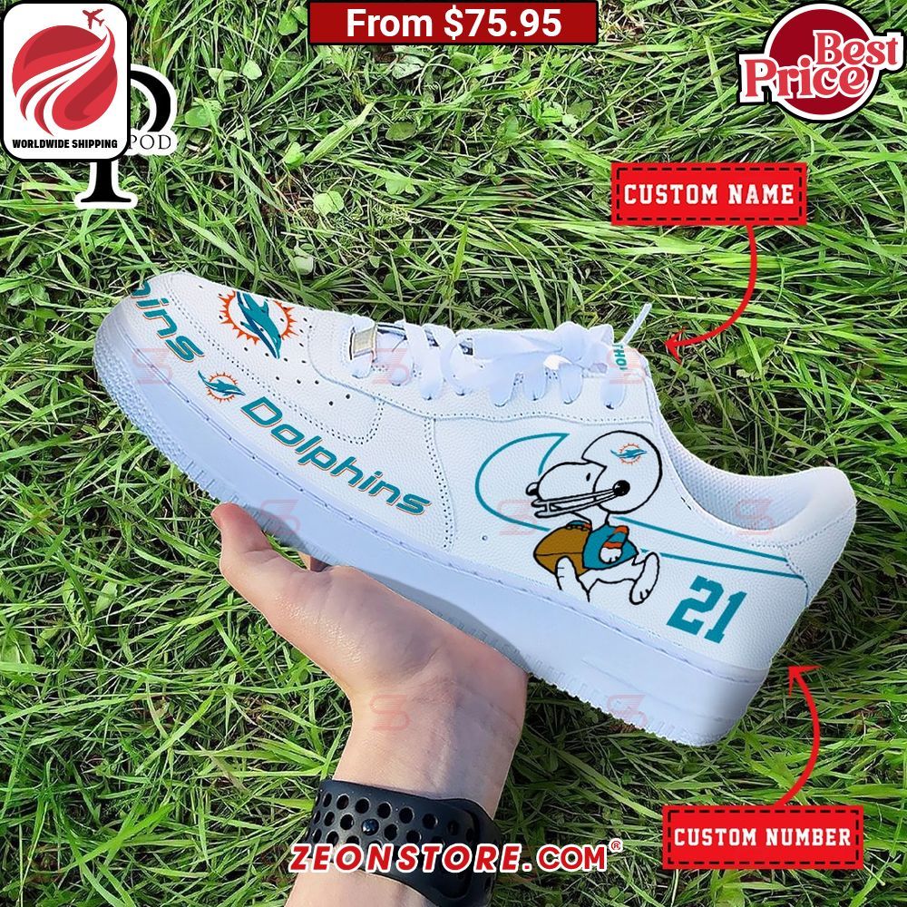 Miami Dolphins NFL Snoopy Custom Nike Air Force 1 Sneaker