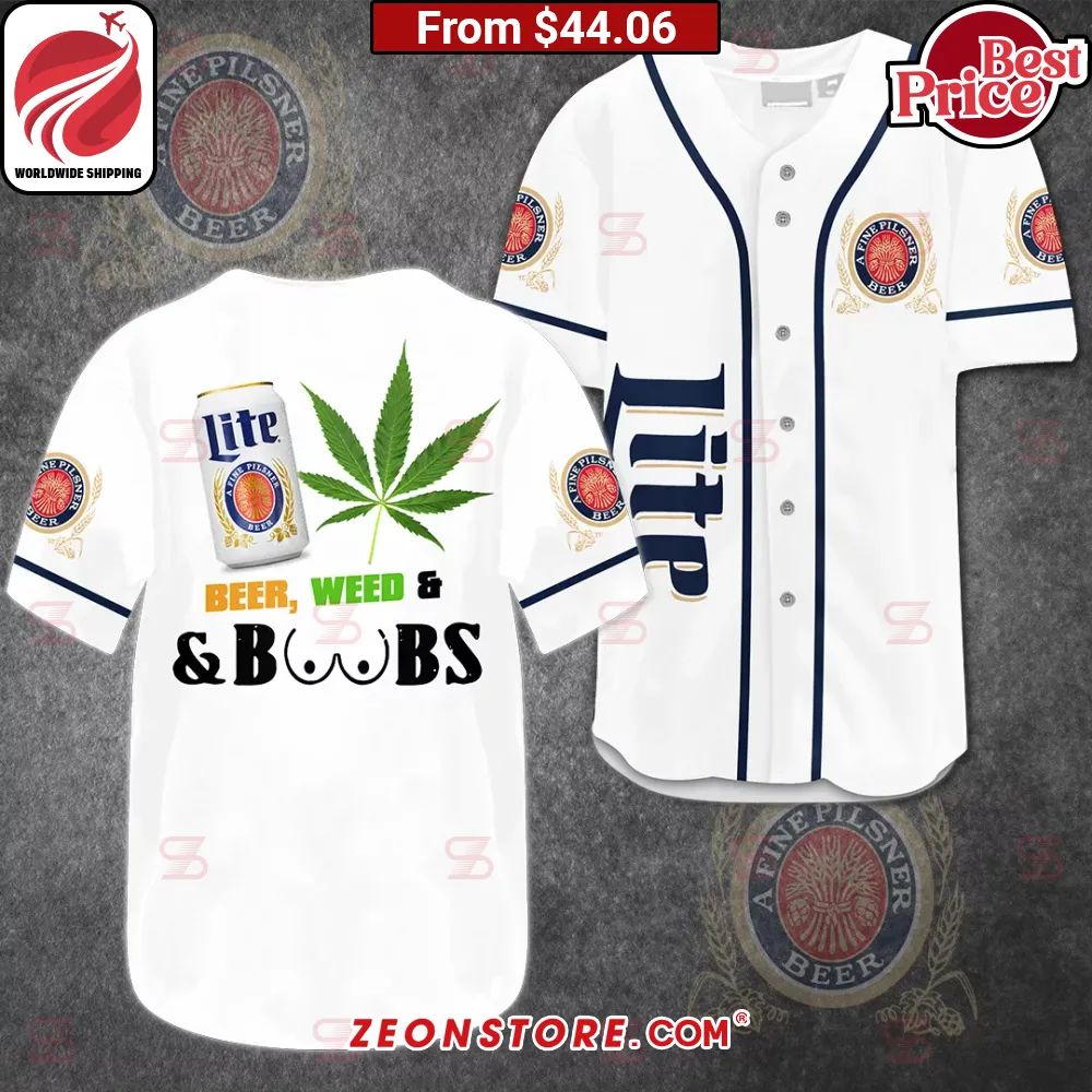 Miller Lite Weed & Boobs Baseball Jersey