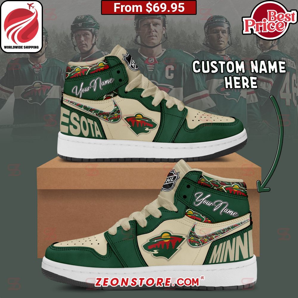 Minnesota Wild NHL Custom Nike Air Jordan High Top Shoes