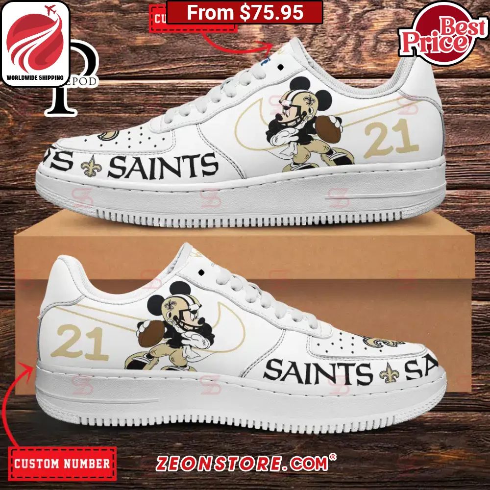 New Orleans Saints NFL Mickey Mouse Custom Nike Air Force 1 Sneaker