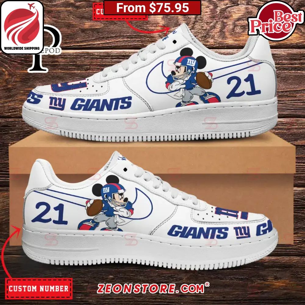 New York Giants NFL Mickey Mouse Custom Nike Air Force 1 Sneaker