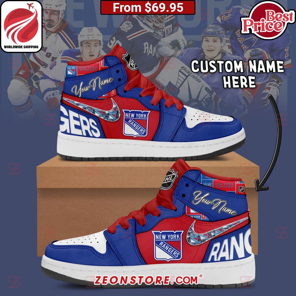 New York Rangers NHL Custom Nike Air Jordan High Top Shoes