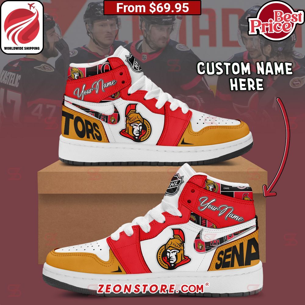 Ottawa Senators NHL Custom Nike Air Jordan High Top Shoes