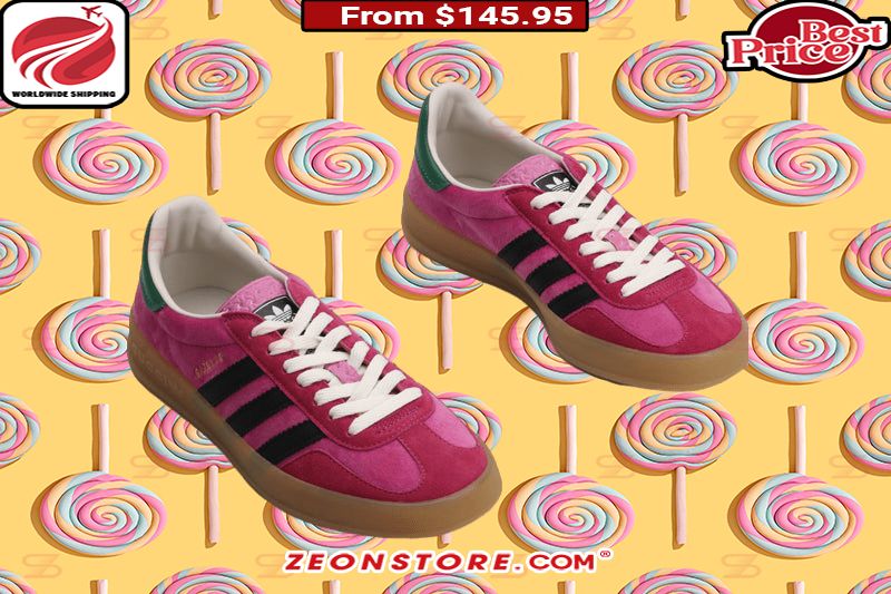 Pink Gucci Adidas Gazelle Shoes