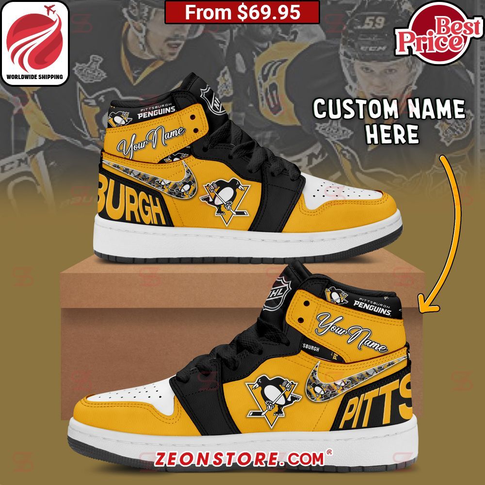 Pittsburgh Penguins NHL Custom Nike Air Jordan High Top Shoes