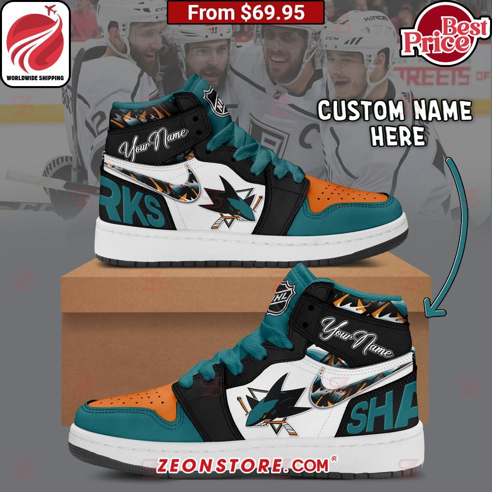 San Jose Sharks NHL Custom Nike Air Jordan High Top Shoes