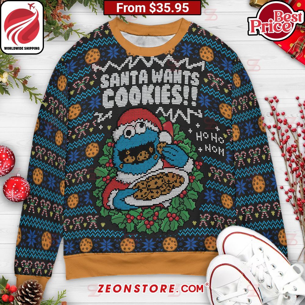 Santa Wants Cookies Ho Ho Nom Cookie Monster Ugly Christmas Sweater