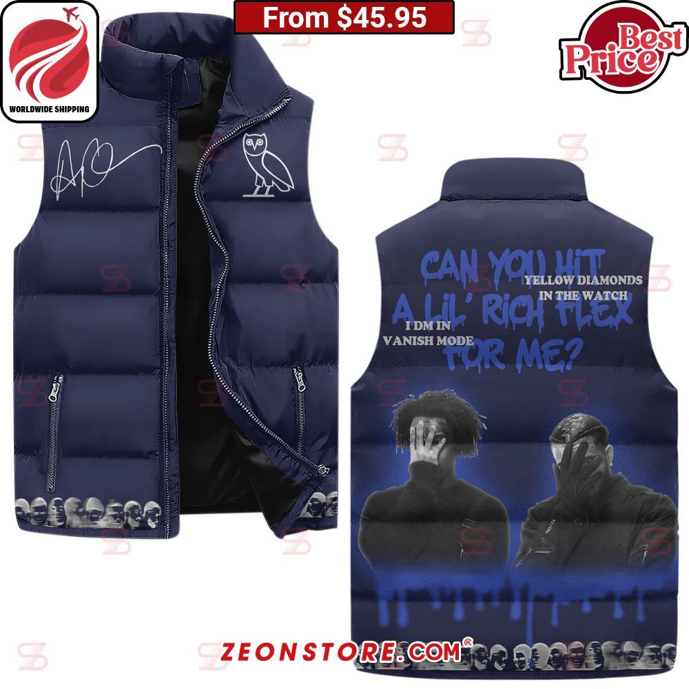 Savage & Drake Can You Hit A Lil' Rich Flex for Me Sleeveless Puffer Down Jacket