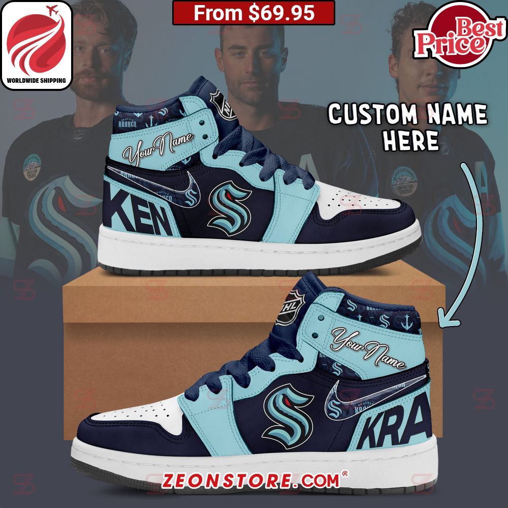 Seattle Kraken NHL Custom Nike Air Jordan High Top Shoes