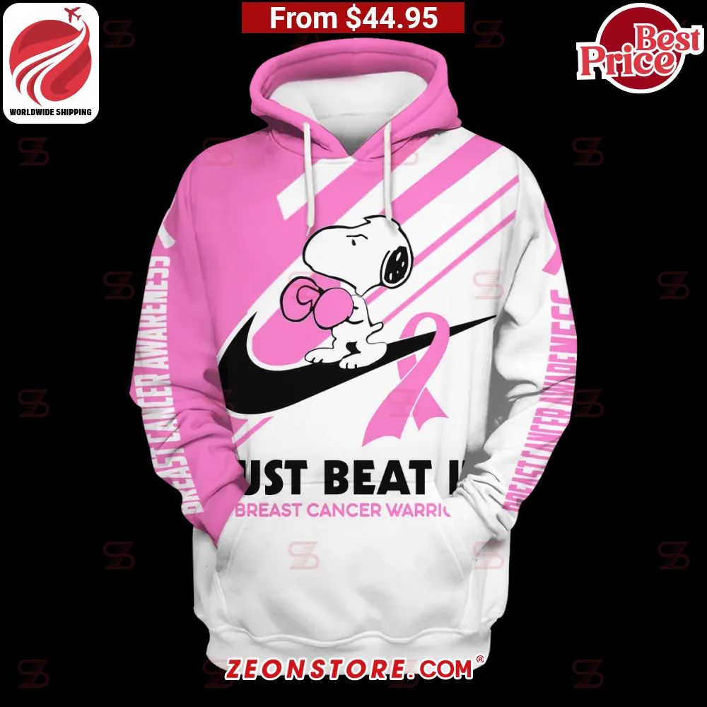 Snoopy Just Beat It Breast Cancer Warrior Nike Hoodie, Zip Hoodie