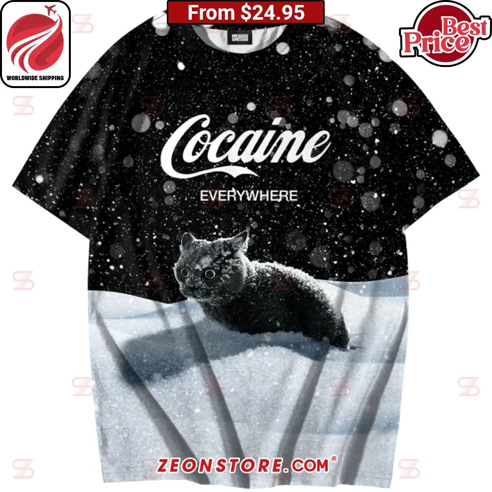 Snow Black Cat Cocaine Everywhere Shirt