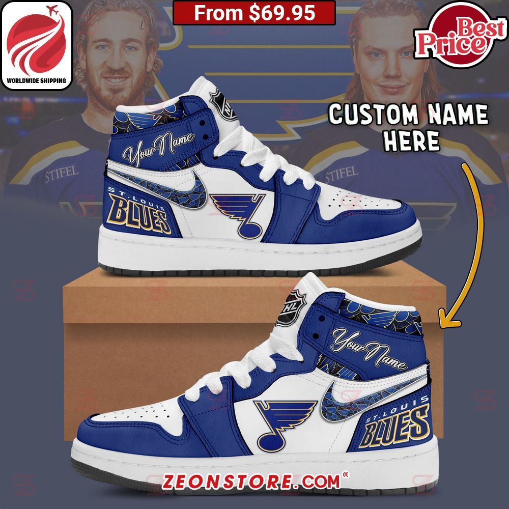 St Louis Blues NHL Custom Nike Air Jordan High Top Shoes