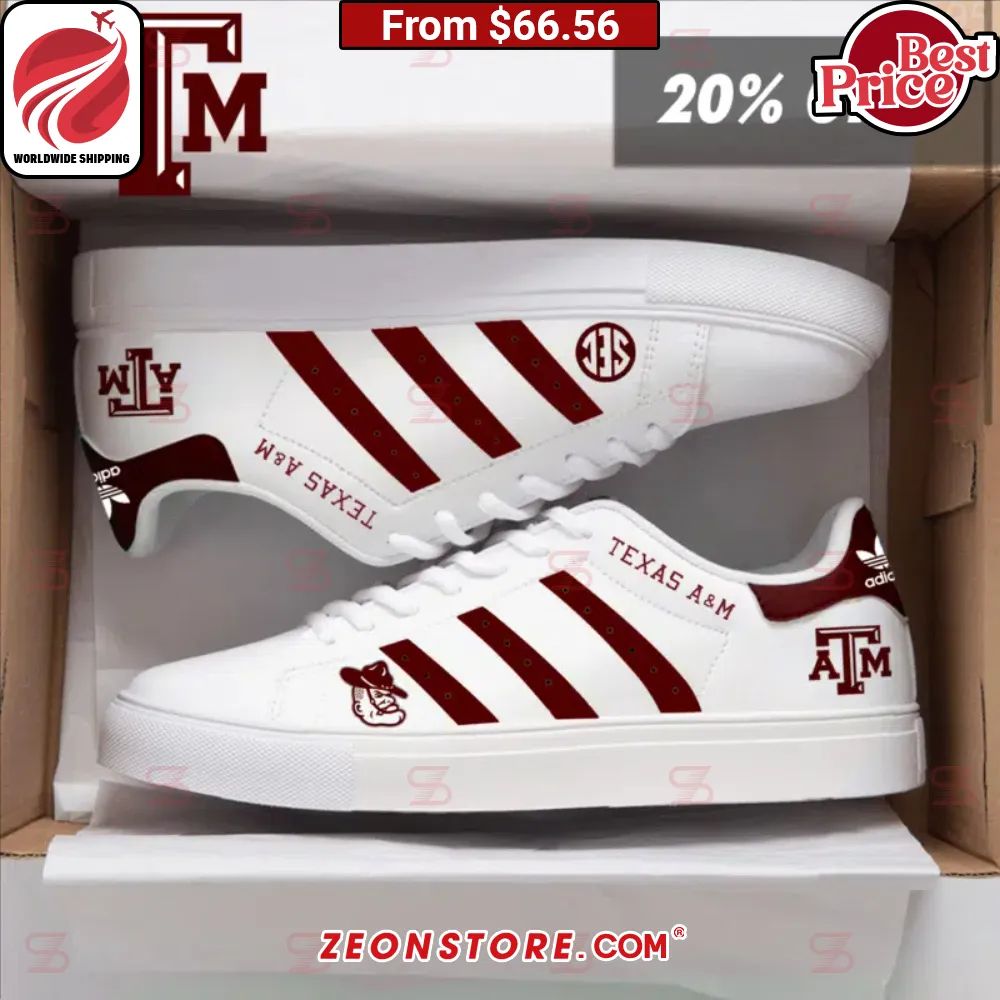 Texas A&M Adidas Stan Smith Low Top Shoes