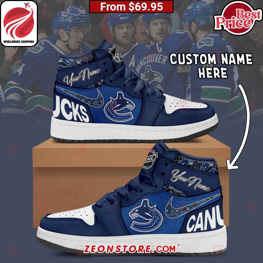 Vancouver Canucks NHL Custom Nike Air Jordan High Top Shoes