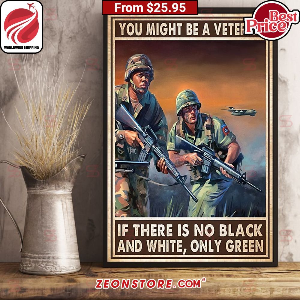 Veteran You Might Be A Veteran If There Is No Black and White, Only Green Poster
