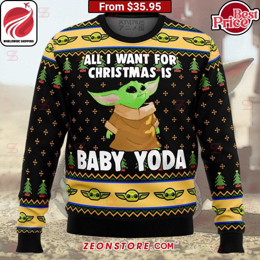 Baby Yoda All I Want Mandalorian Star Wars Sweater