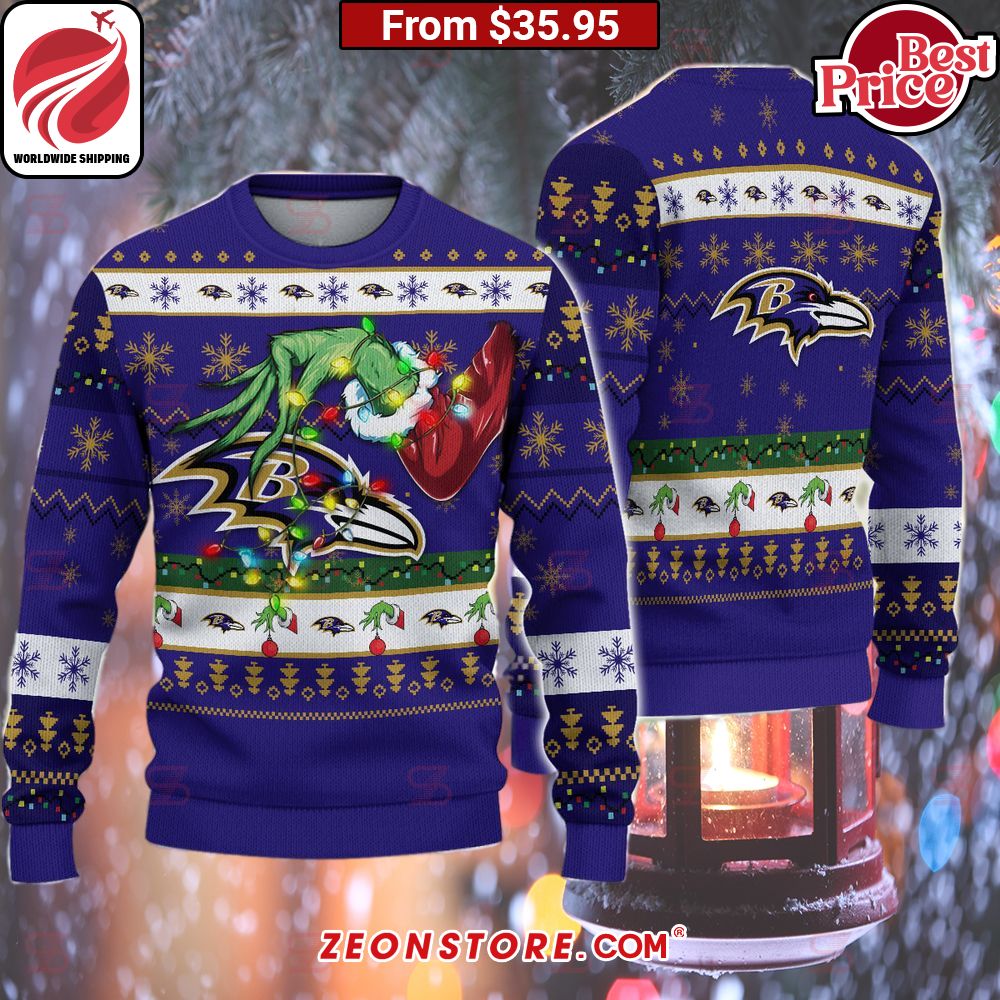 Baltimore Ravens Grinch Christmas Sweater
