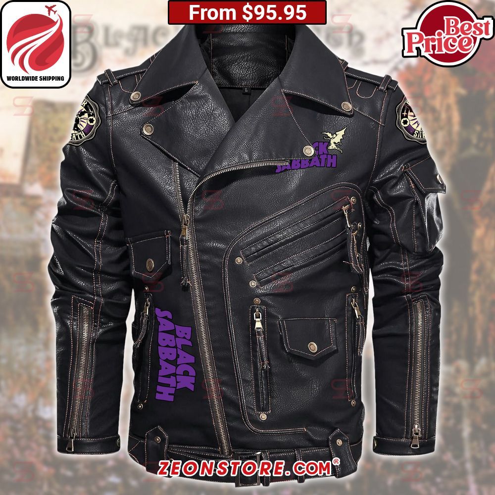 Black Sabbath Belt Solid Zip Locomotive Leather Jacket