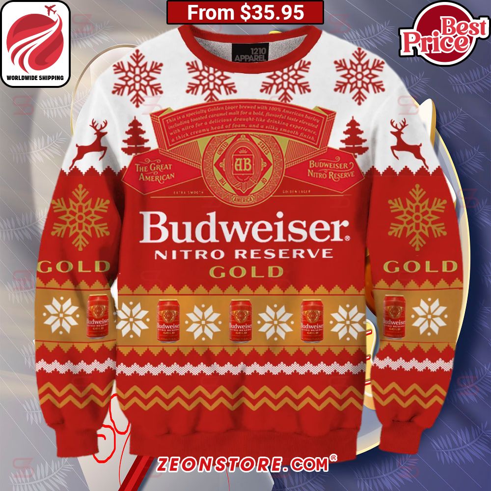 Budweiser Nitro Reserve Gold Christmas Sweater