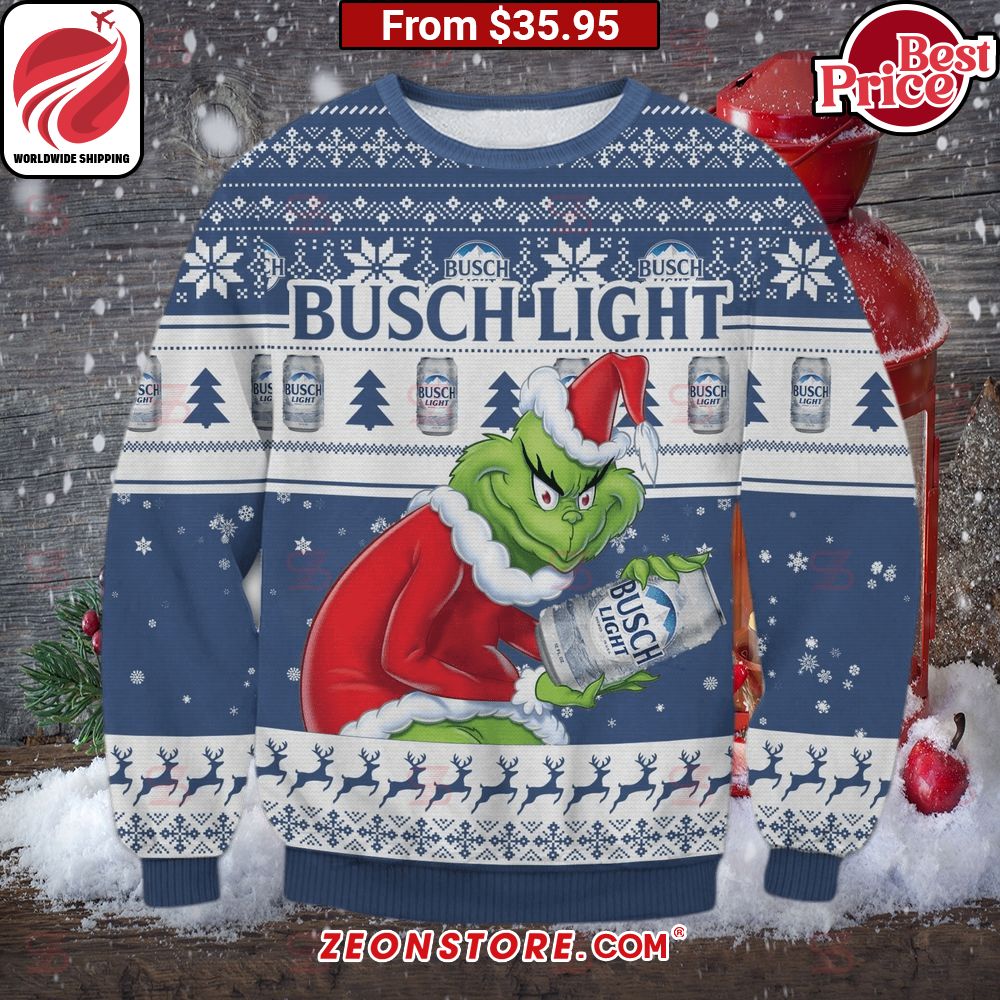 Busch Light Grinch Christmas Sweater - Zeonstore - Global Delivery