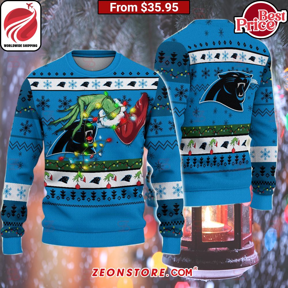 Carolina Panthers Grinch Christmas Sweater