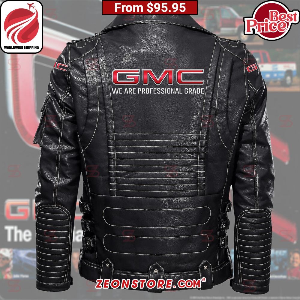 GMC We Are Professional Grade Belt Solid Zip Locomotive Leather Jacket