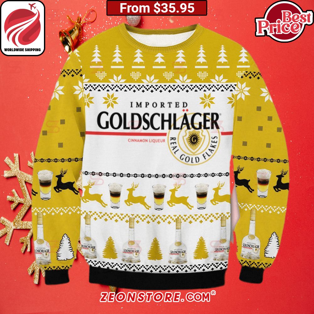 Imported Goldschlager Real Gold Flakes Christmas Sweater