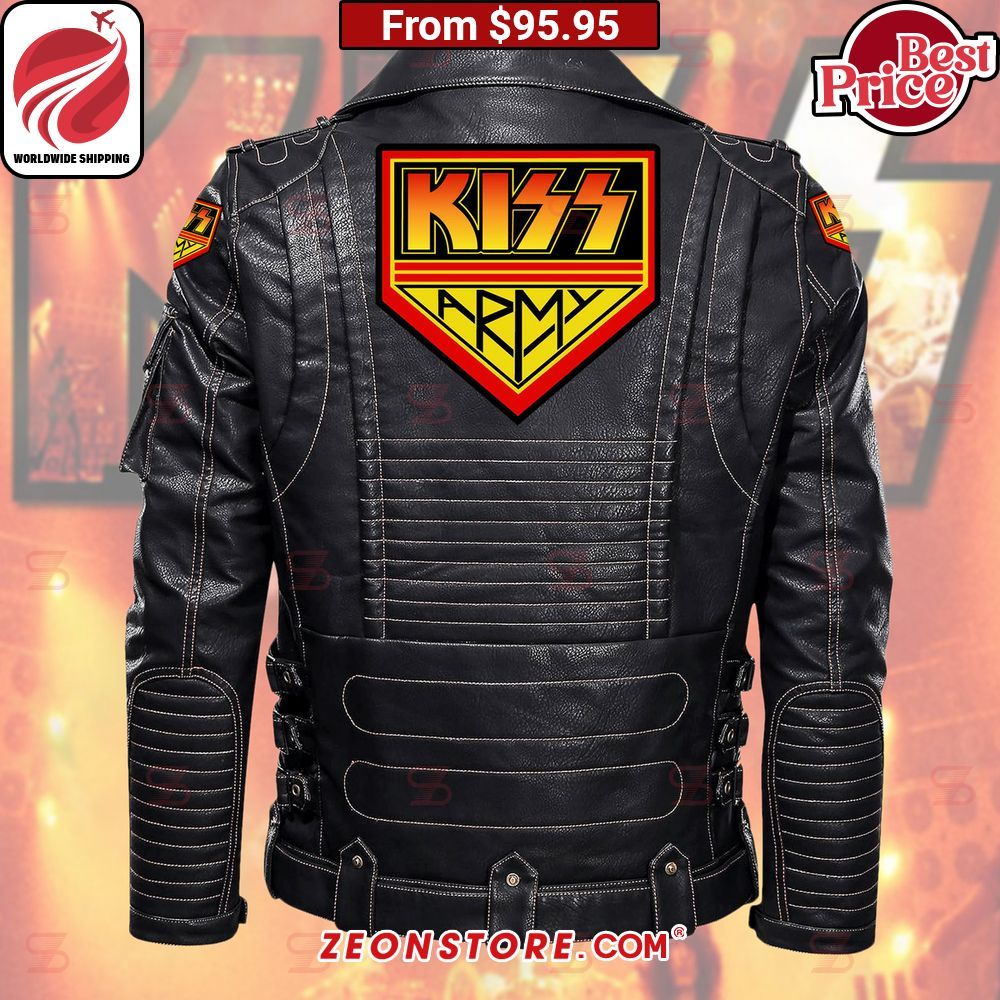 Kiss Army Belt Solid Zip Locomotive Leather Jacket