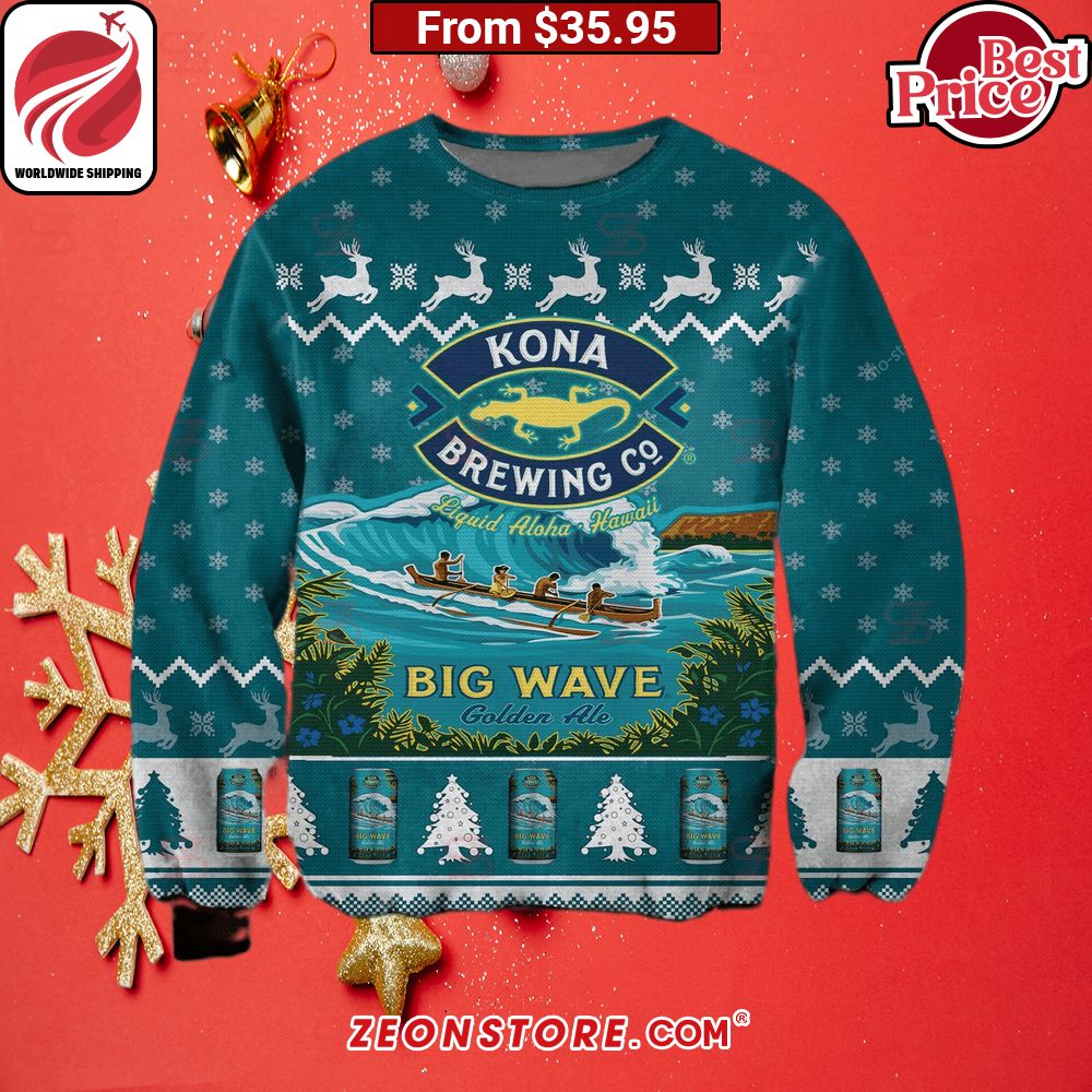 Kona Brewing Co Big Wave Golden Ale Christmas Sweater
