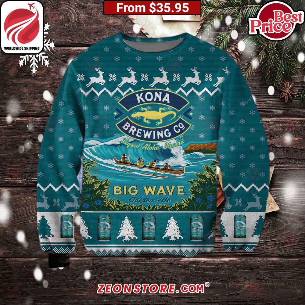 Kona Brewing Co Big Wave Golden Ale Christmas Sweater
