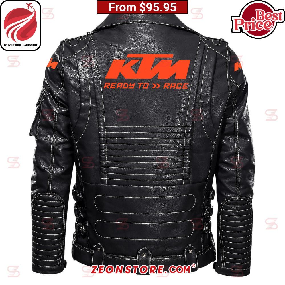 KTM Ready to Race Belt Solid Zip Locomotive Leather Jacket