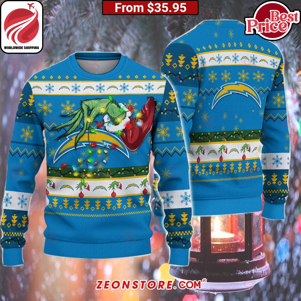 Los Angeles Chargers Grinch Christmas Sweater