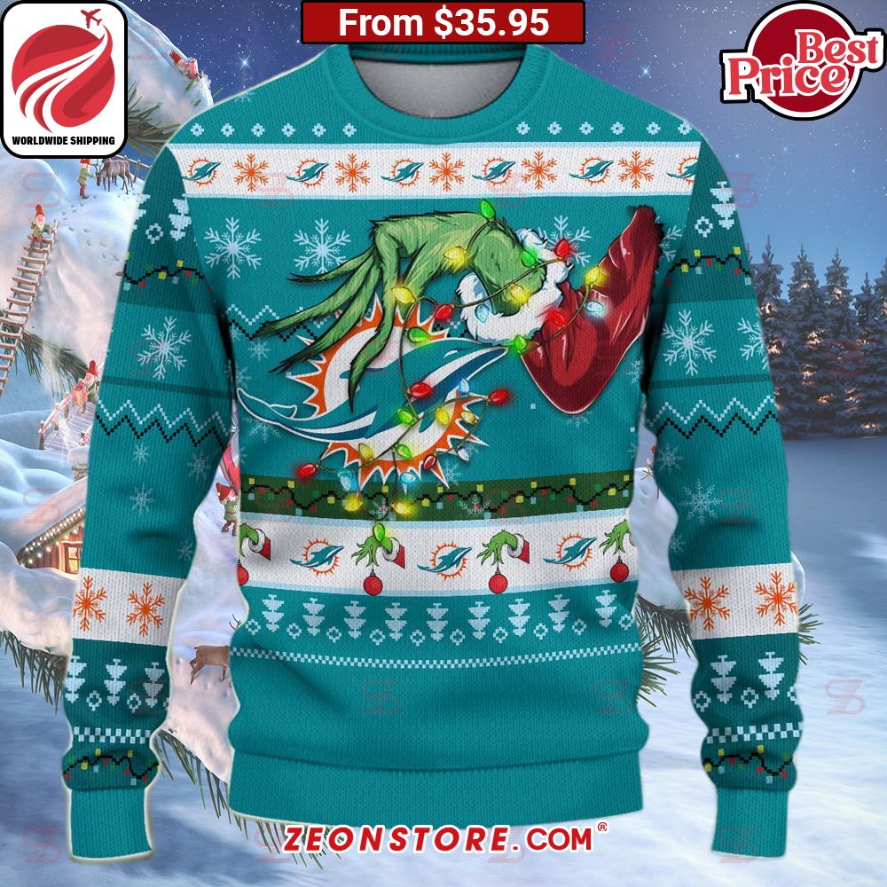 Miami Dolphins Grinch Christmas Sweater