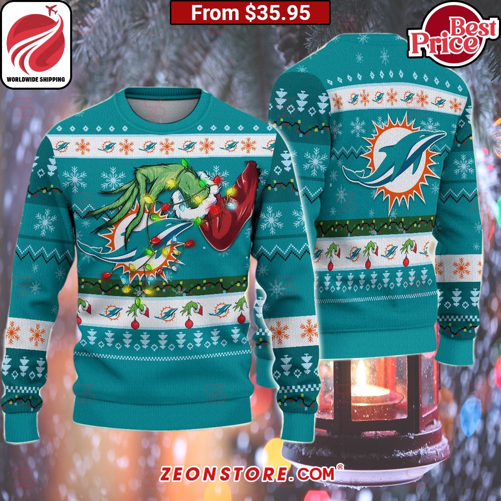 Miami Dolphins Grinch Christmas Sweater