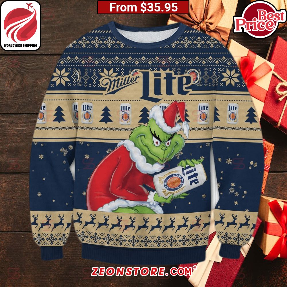 Miller Light Grinch Christmas Sweater - Zeonstore - Global Delivery