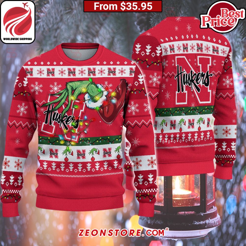 Nebraska Cornhuskers Grinch Christmas Sweater