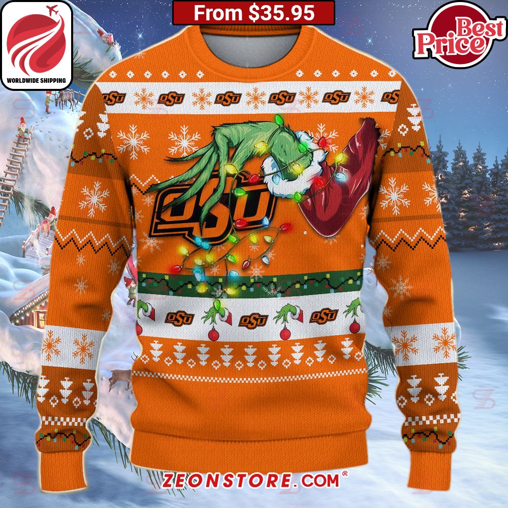 Oklahoma State Cowboys Grinch Christmas Sweater