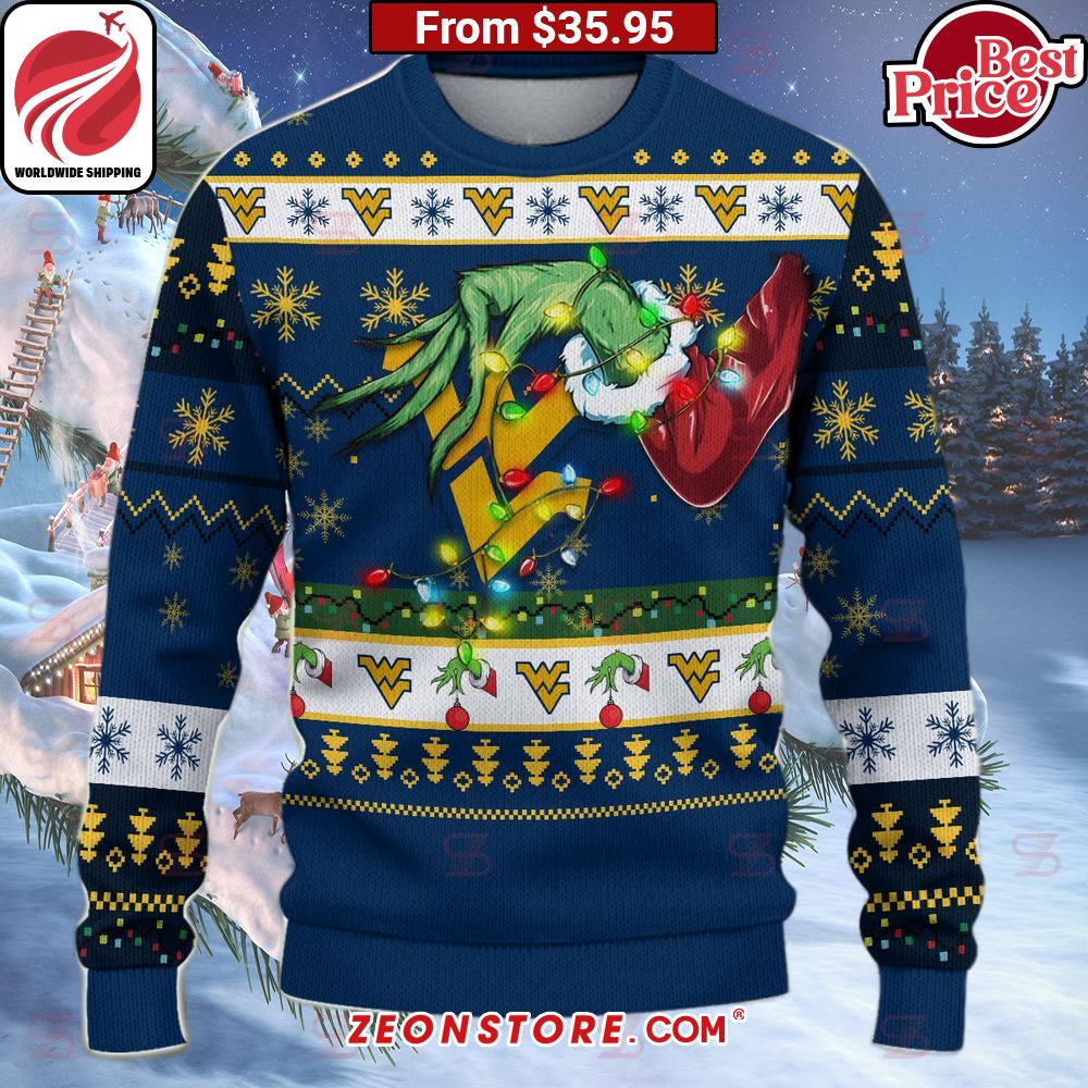 West Virginia Mountaineers Grinch Christmas Sweater