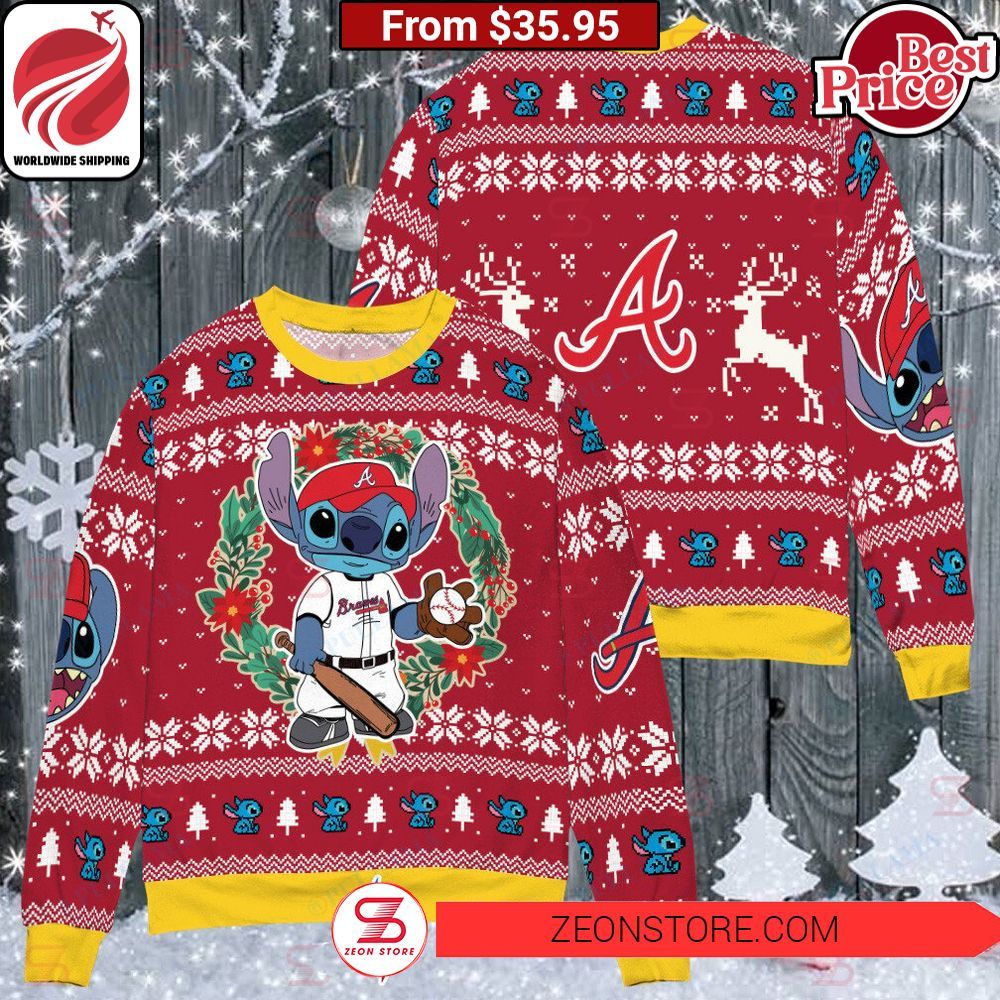 Atlanta Braves Stitch Christmas Sweater Nice place and nice picture