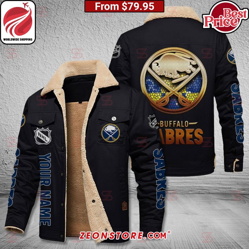 Buffalo Sabres Custom Fleece Leather Jacket