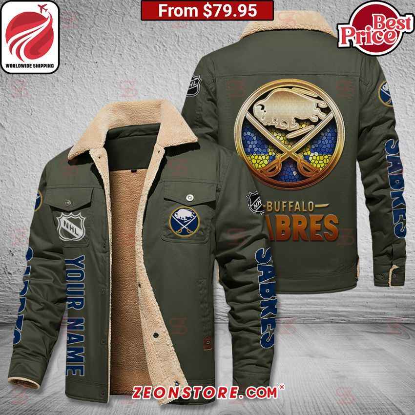 Buffalo Sabres Custom Fleece Leather Jacket