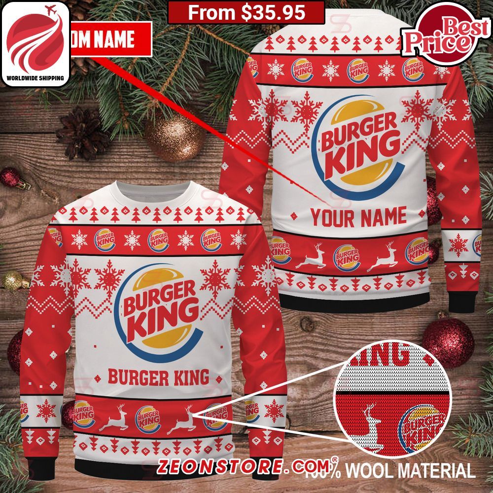 Burger King Custom Christmas Sweater Lovely smile