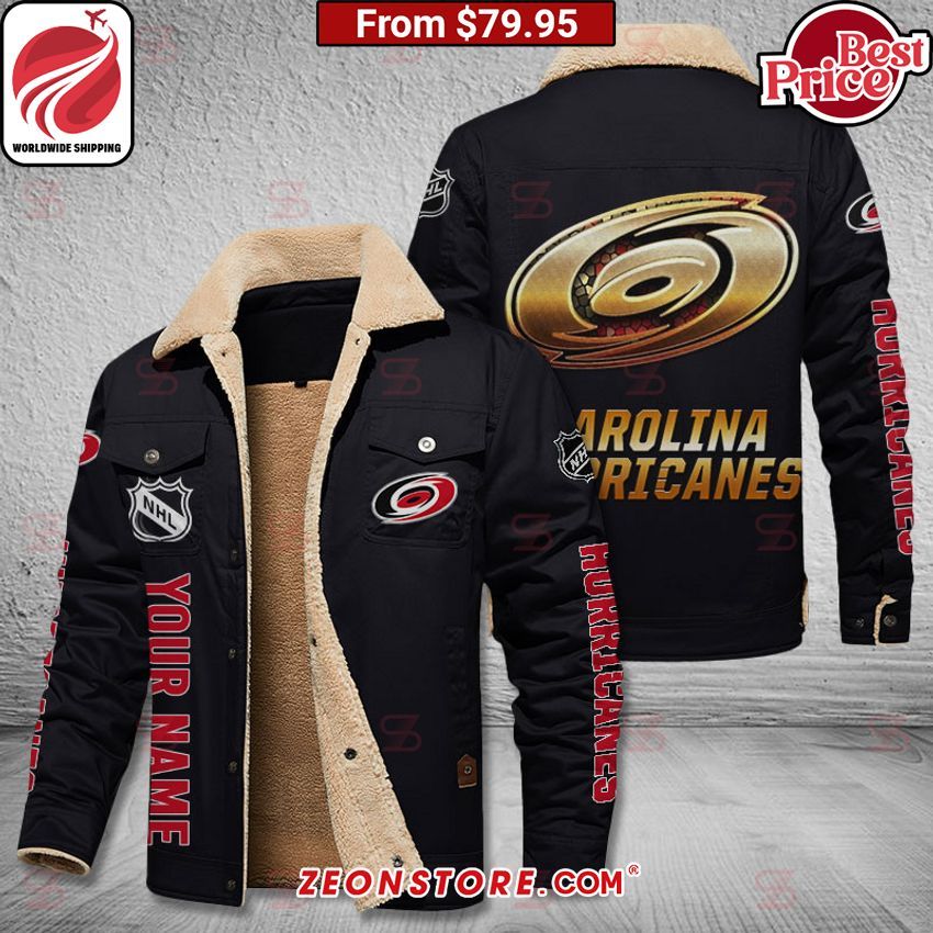 Carolina Hurricanes Custom Fleece Leather Jacket