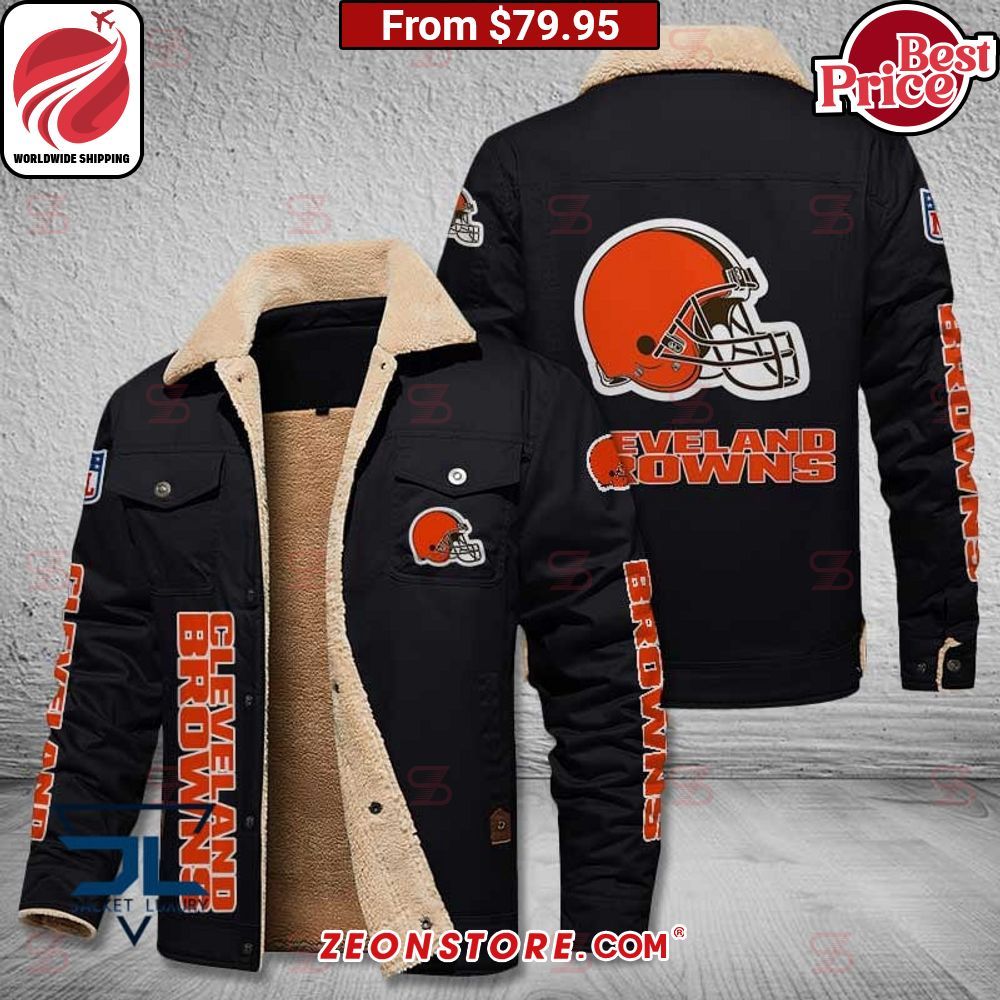 Cleveland Browns Fleece Leather Jacket Bless this holy soul, looking so cute
