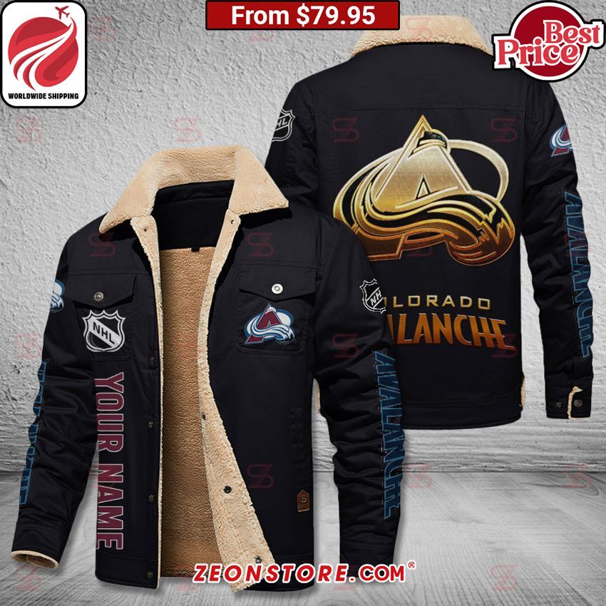 Colorado Avalanche Custom Fleece Leather Jacket