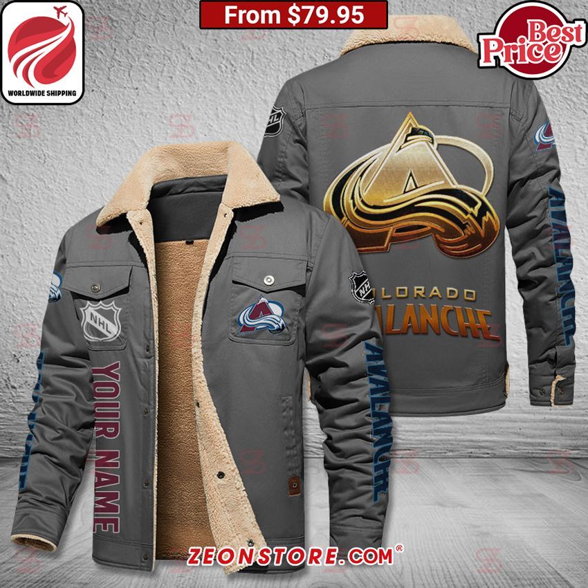 Colorado Avalanche Custom Fleece Leather Jacket